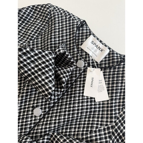 SPANX Women’s PONTE Lady Jacket Jacquard Plaid Blazer NWT Pockets M - Picture 1 of 16